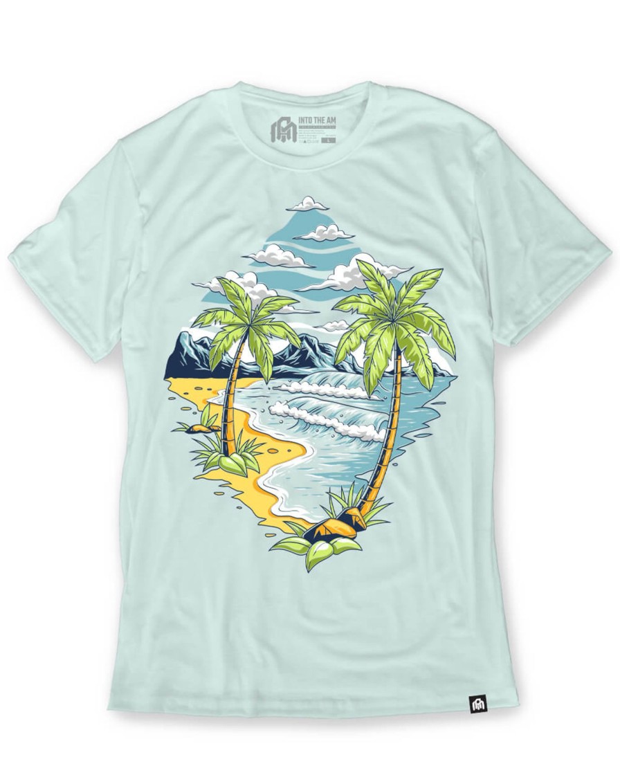 Tops INTO THE AM | Prism Palm Tee Light Blue