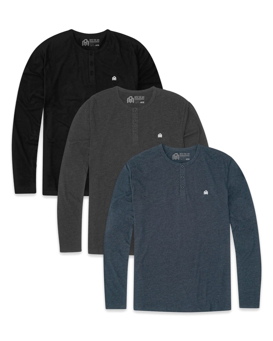 Tops INTO THE AM | Long Sleeve Henley Tee - Branded