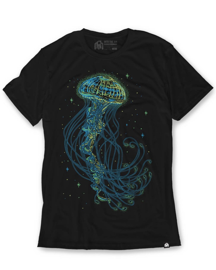 Tops INTO THE AM | Enchanted Waters Glow-In-The-Dark Tee Black