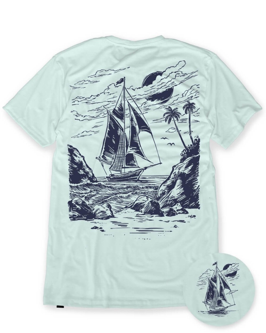 Tops INTO THE AM | Rocky Shores Tee Light Blue