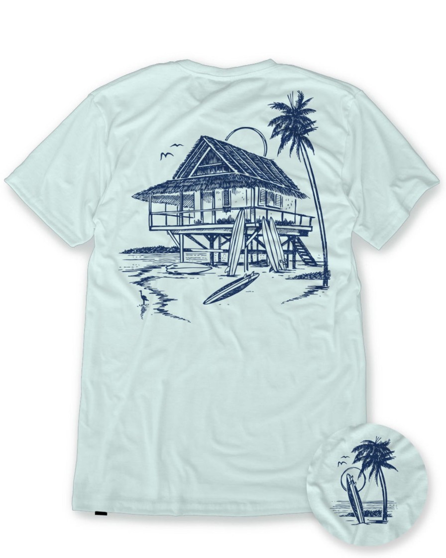 Tops INTO THE AM | Beach Bungalow Tee Light Blue